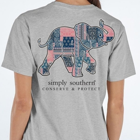 Simply Southern Tops - NWT Simply Southern Patch Elephant T-Shirt Gray